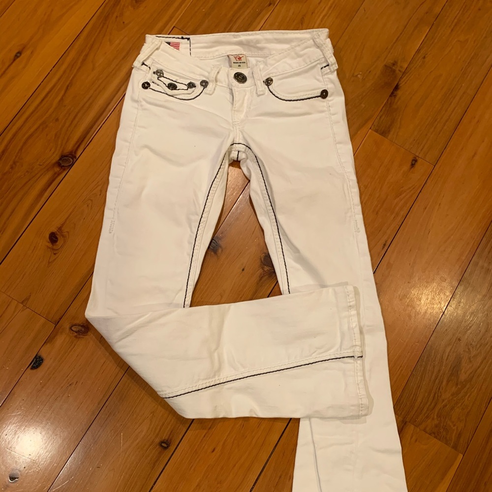 True Religion Joey “Big T” white jeans.
